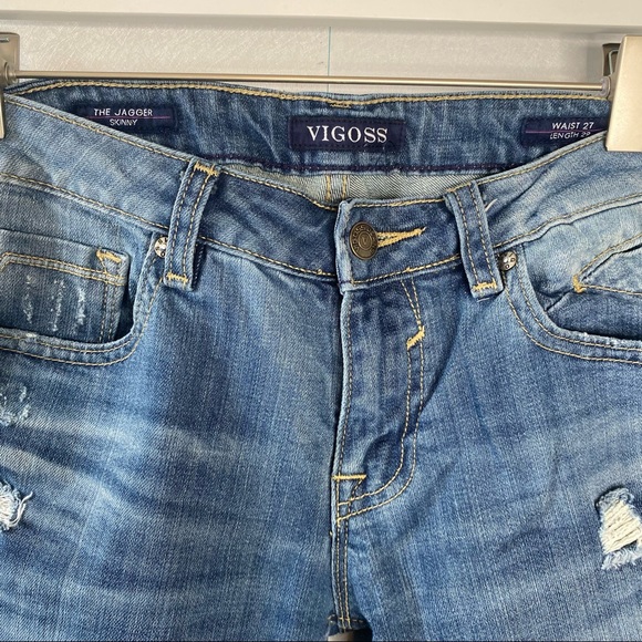 Vigoss The Jagger Skinny Distressed Destroyed Jeans Size 27 - Picture 3 of 10